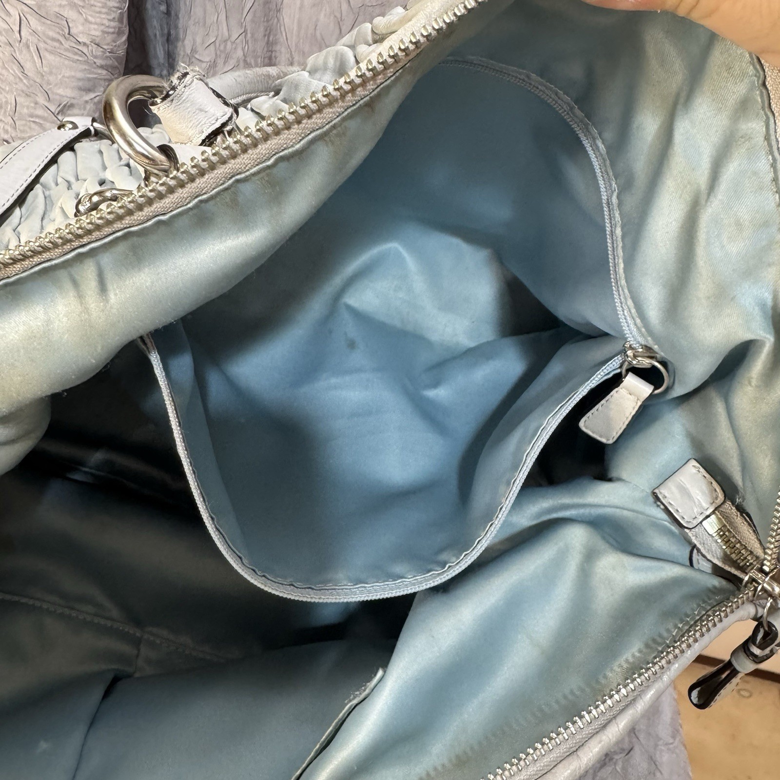COACH Madison Sophia Satchel Shoulder Bag Gray Gathered Leather