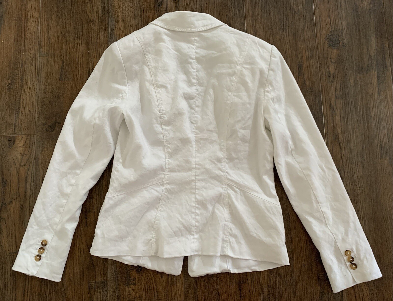 White House Black Market Blazer Jacket Linen Blend Lined White Beachy Coastal- 8