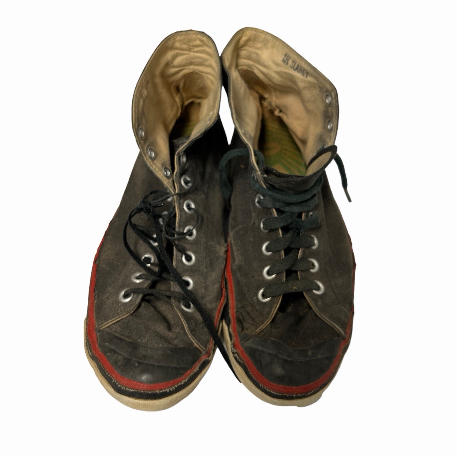 Vintage 50s Beacon Falls Top Notch FLASH High Top Black Red Basketball Shoes 10M