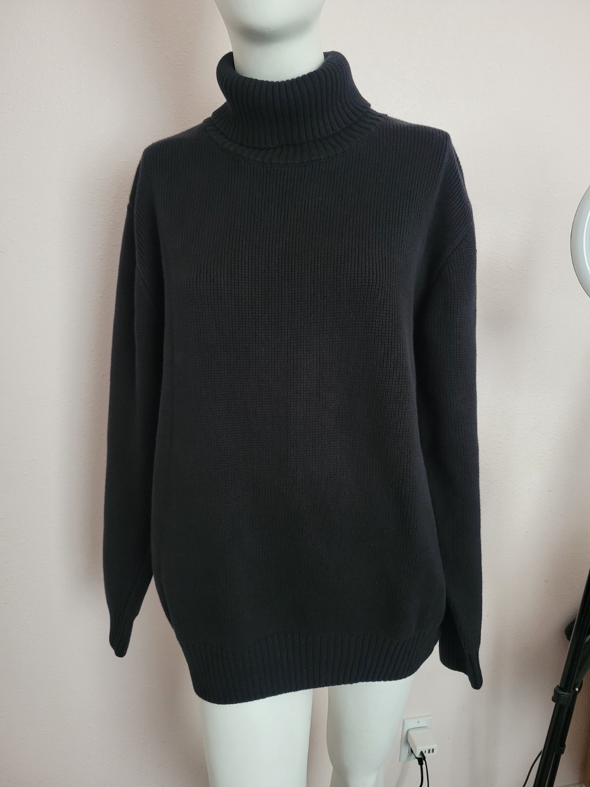 Quince Black 100% Organic Cotton Turtleneck Sweater XL
