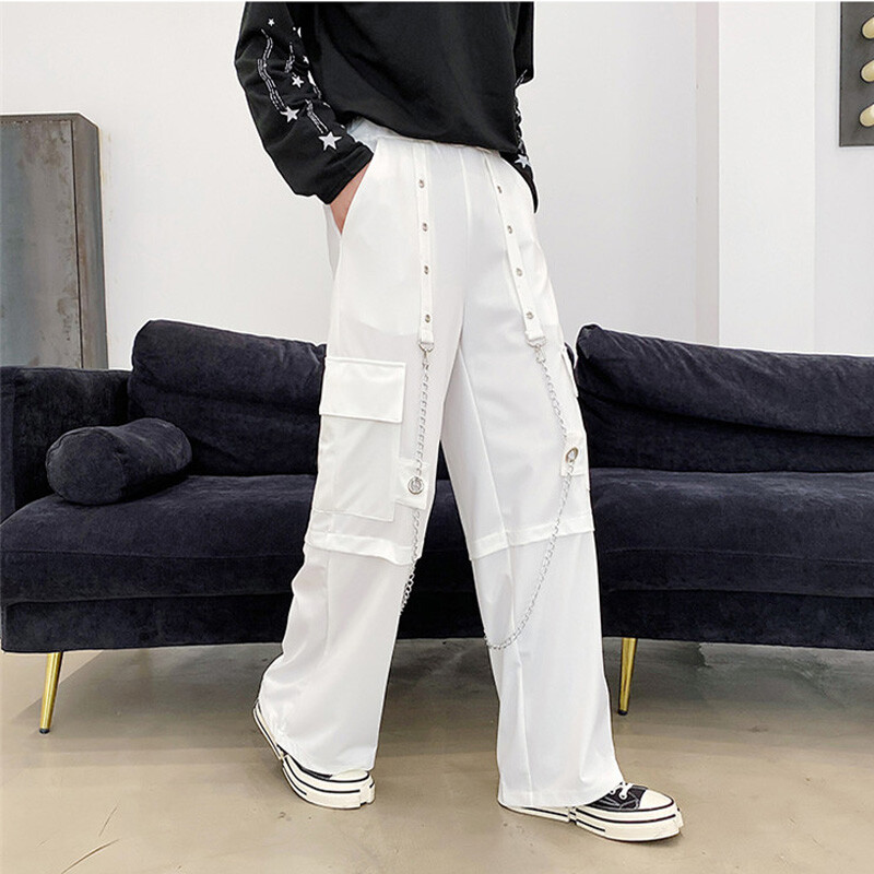 Casual Men’s Punk Harem Pants Hip Hop Rave Gothic Visual Rock Chain Trousers