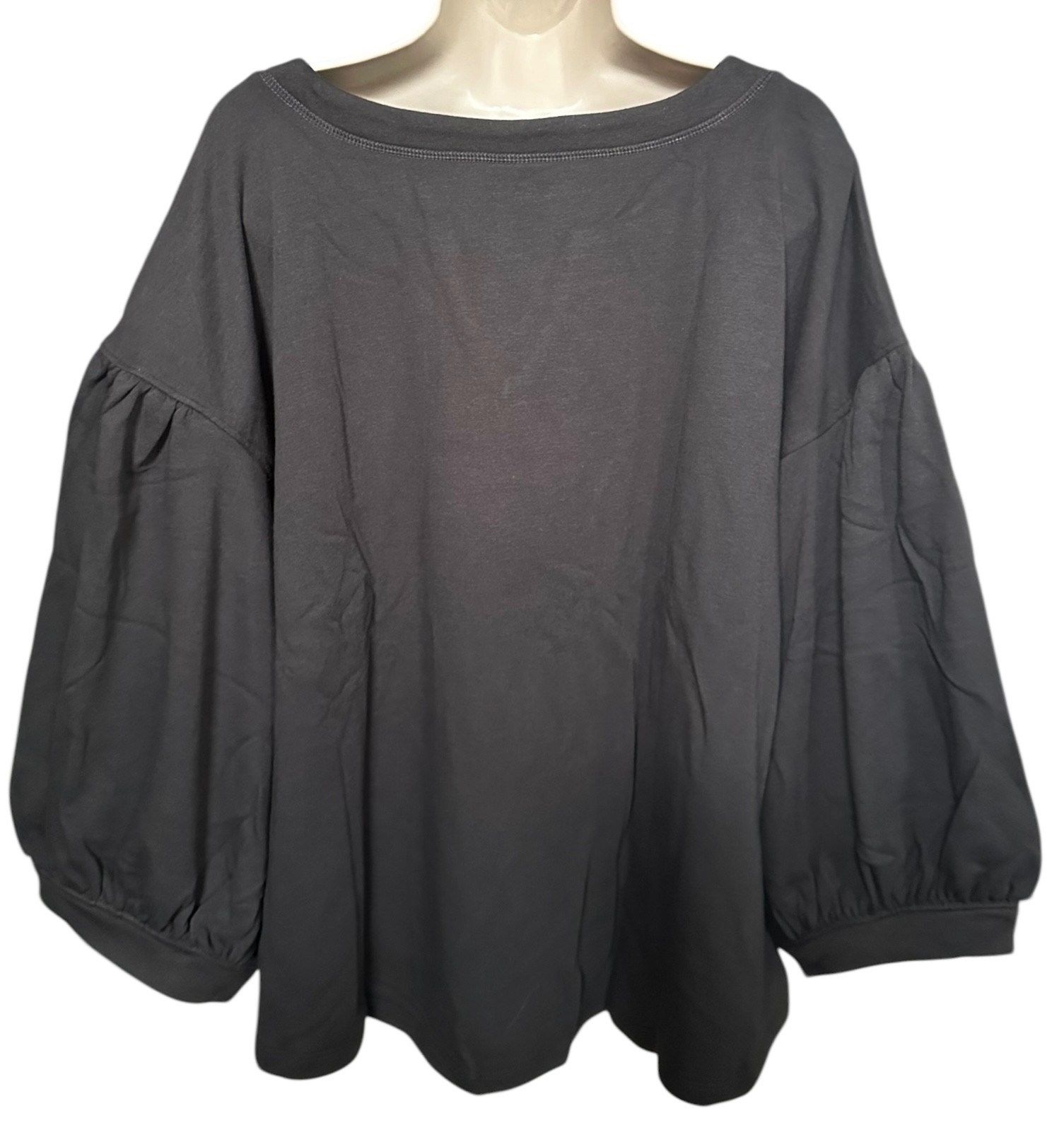a.n.a Women’s Split Crew Neck 3/4 Sleeve Top Plus Size 3X Pirate Black