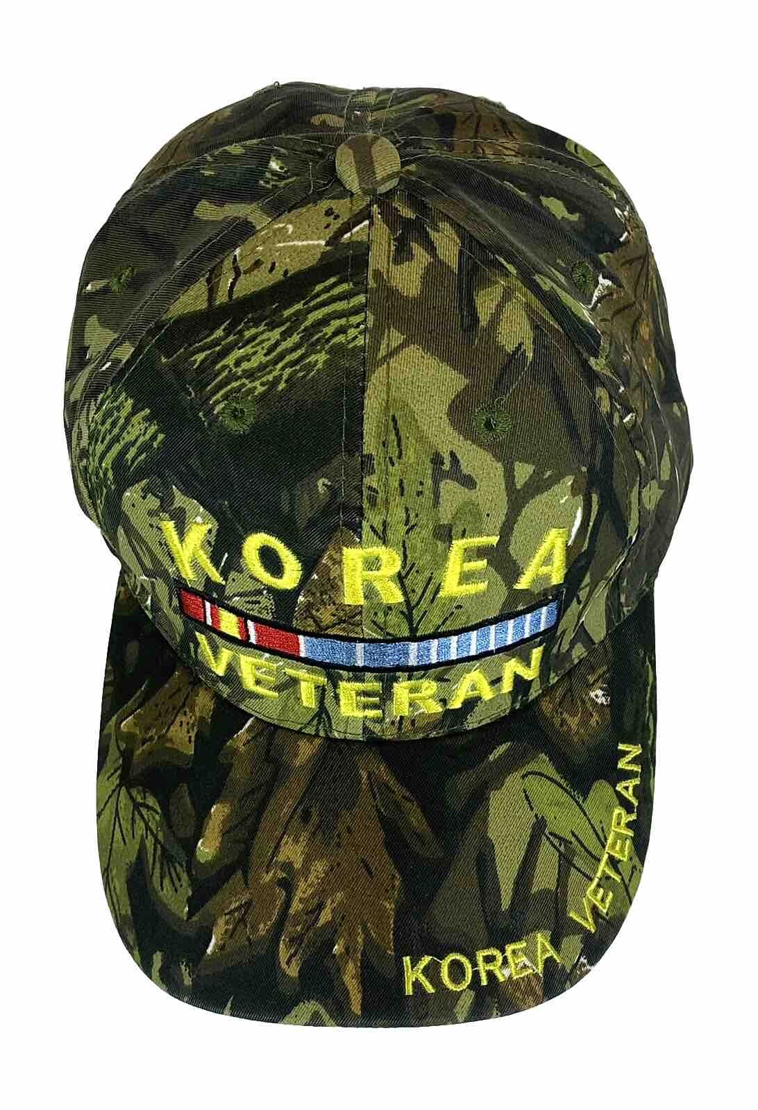 Korea Veteran Korean War Ball Cap Adjustable Embroidered Forest Camo Hat