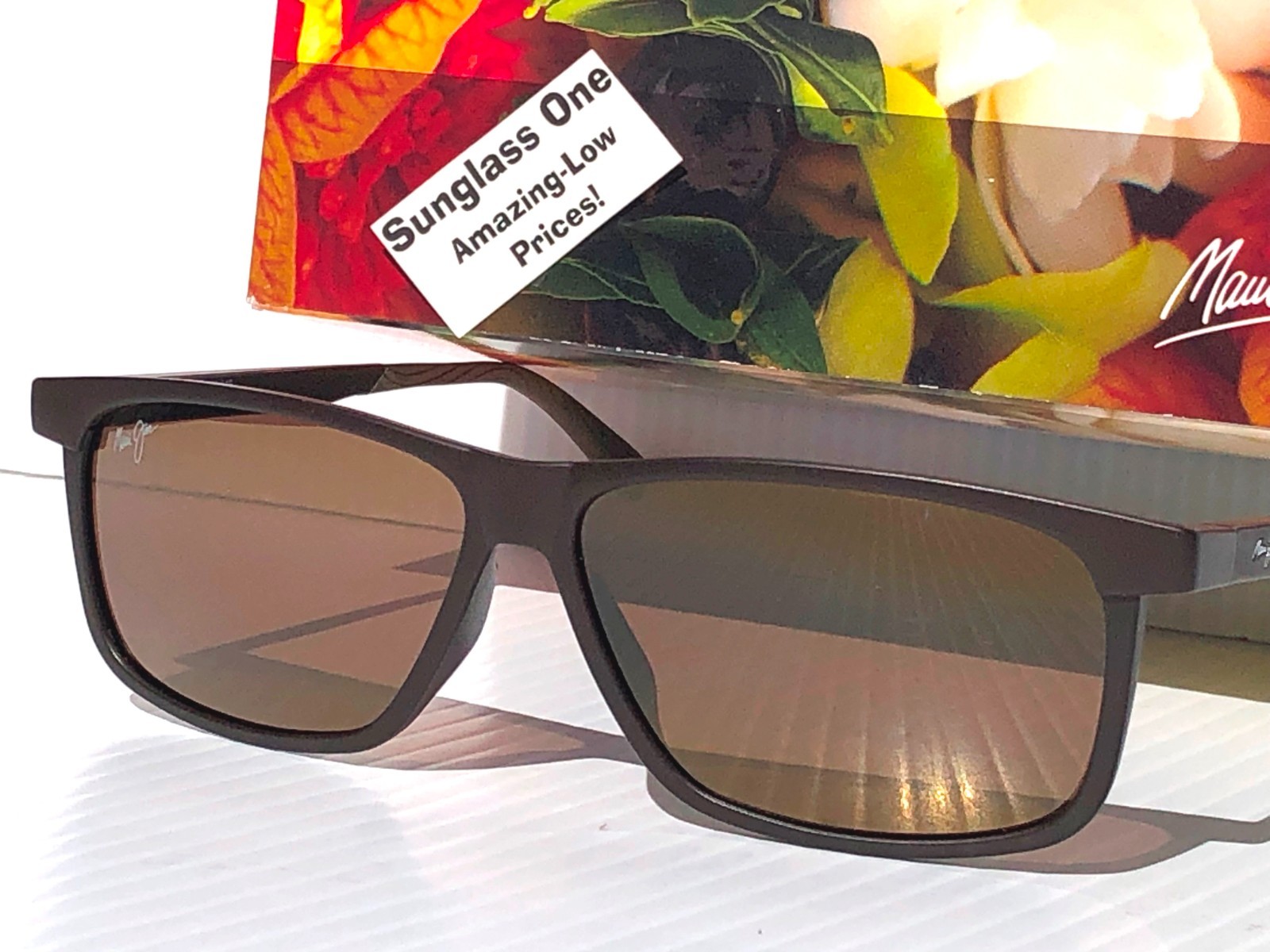 NEW Maui Jim PULAMA Matte Brown POLARIZED ST Bronze GLASS Sunglass H618-01