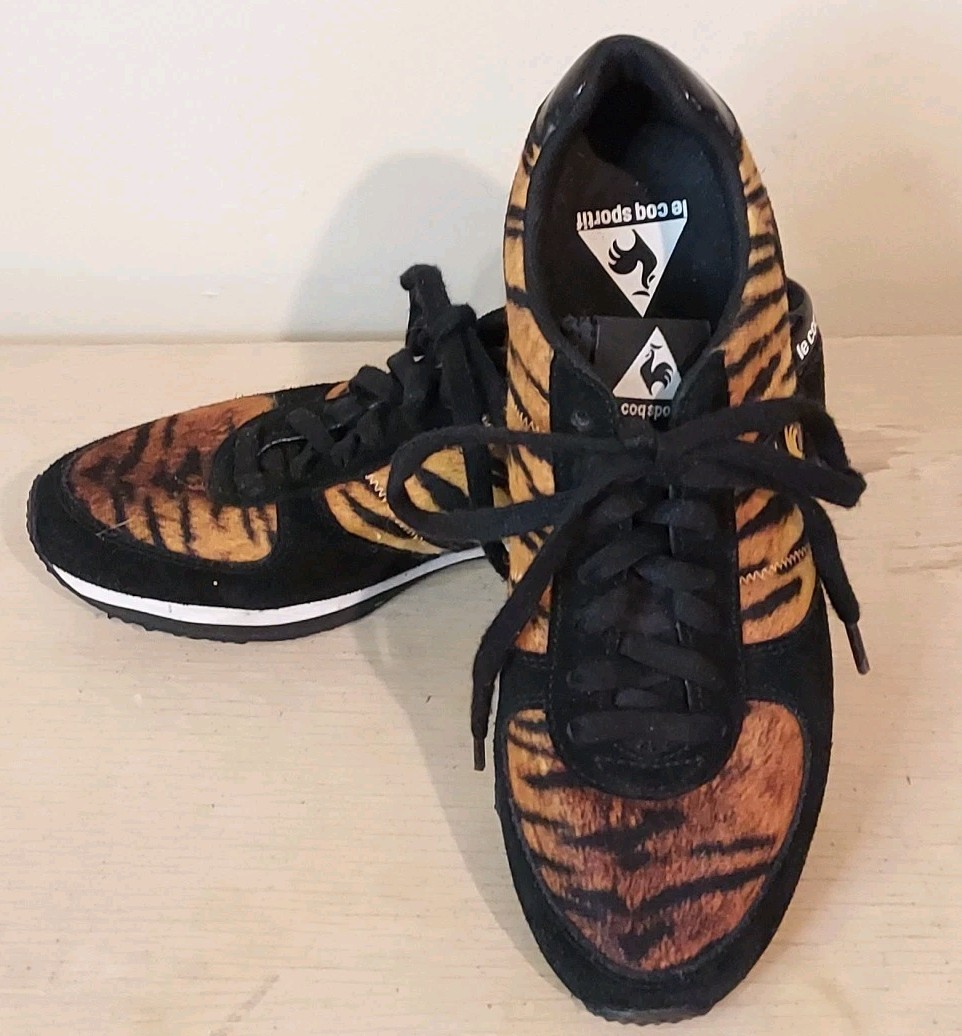 Le Coq Sportif Bolivar Tiger Womens Black/Brown Trainers Size 7