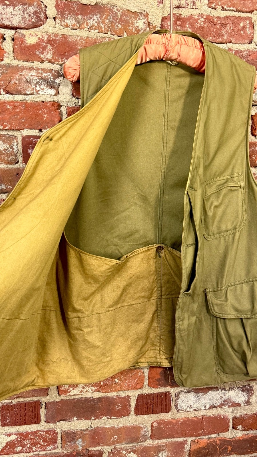 Vtg 1940s Half Moon Sateen Hunting Vest American Field Large