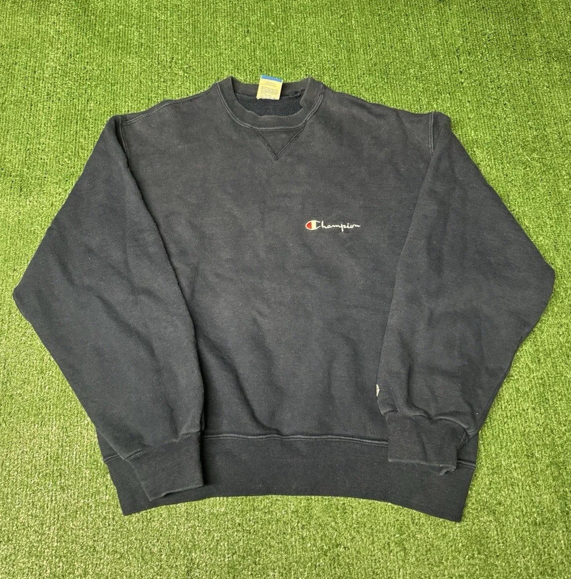 Vintage 1980s Champion Navy Sweater Size XL (24.5X22) Made In USA FAST SHIPPING