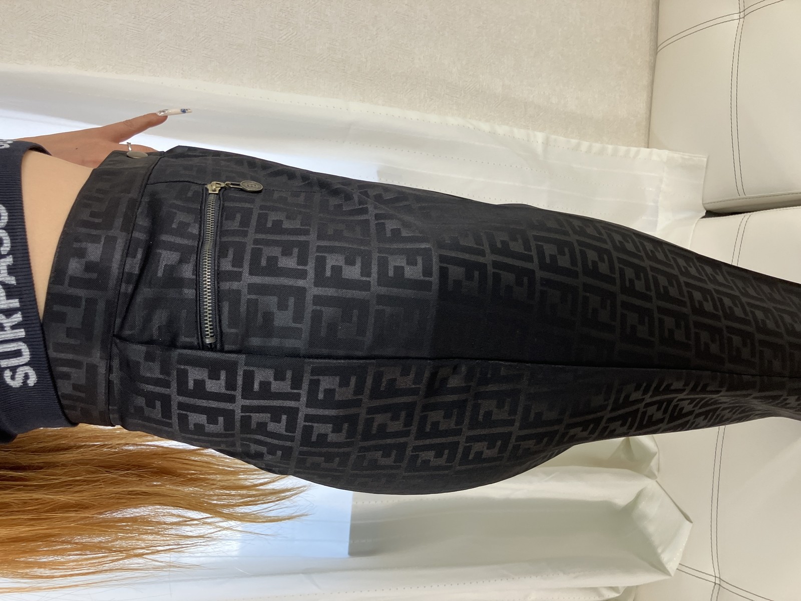 FENDI Jeans Zucca FF Logo Pants Women’s XL Black Made in Italy