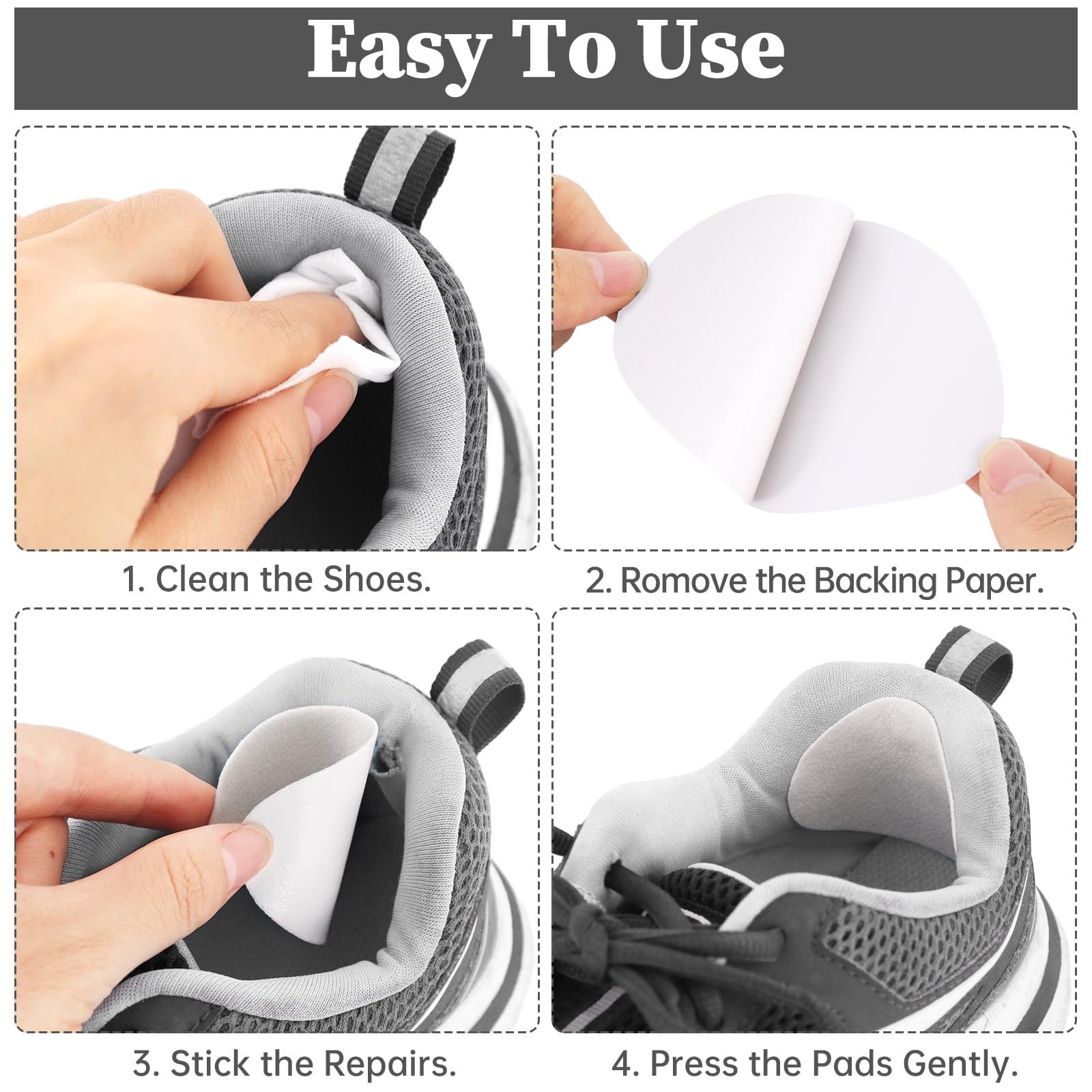 Shoe Heel Repair Patch, 4 3.5 in × 2.8 in, × 2.4 Black & White