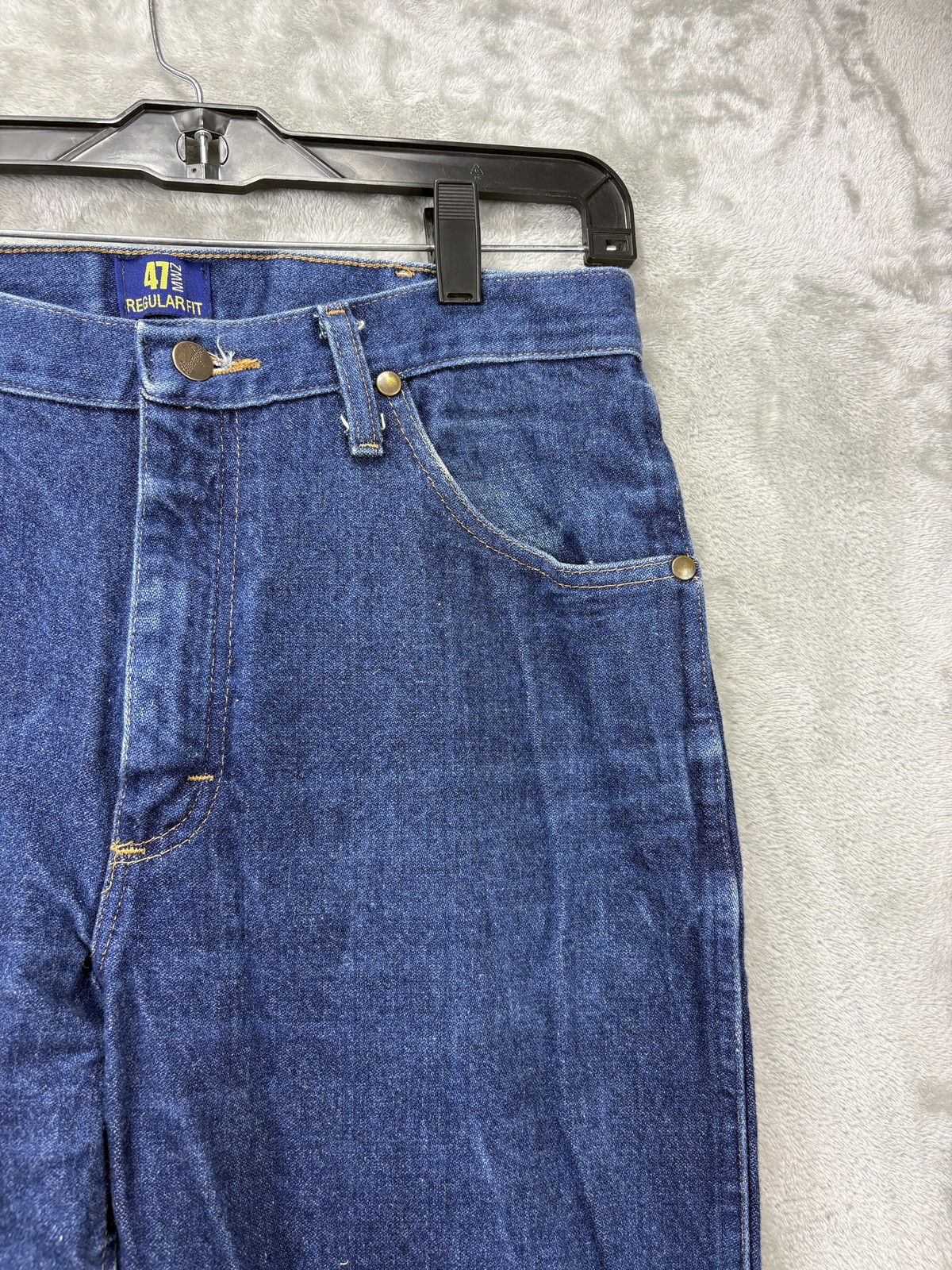 Wrangler 47MWZ Regular Fit Jeans Mens 32×36 Blue Straight Leg Cowboy Cut Denim