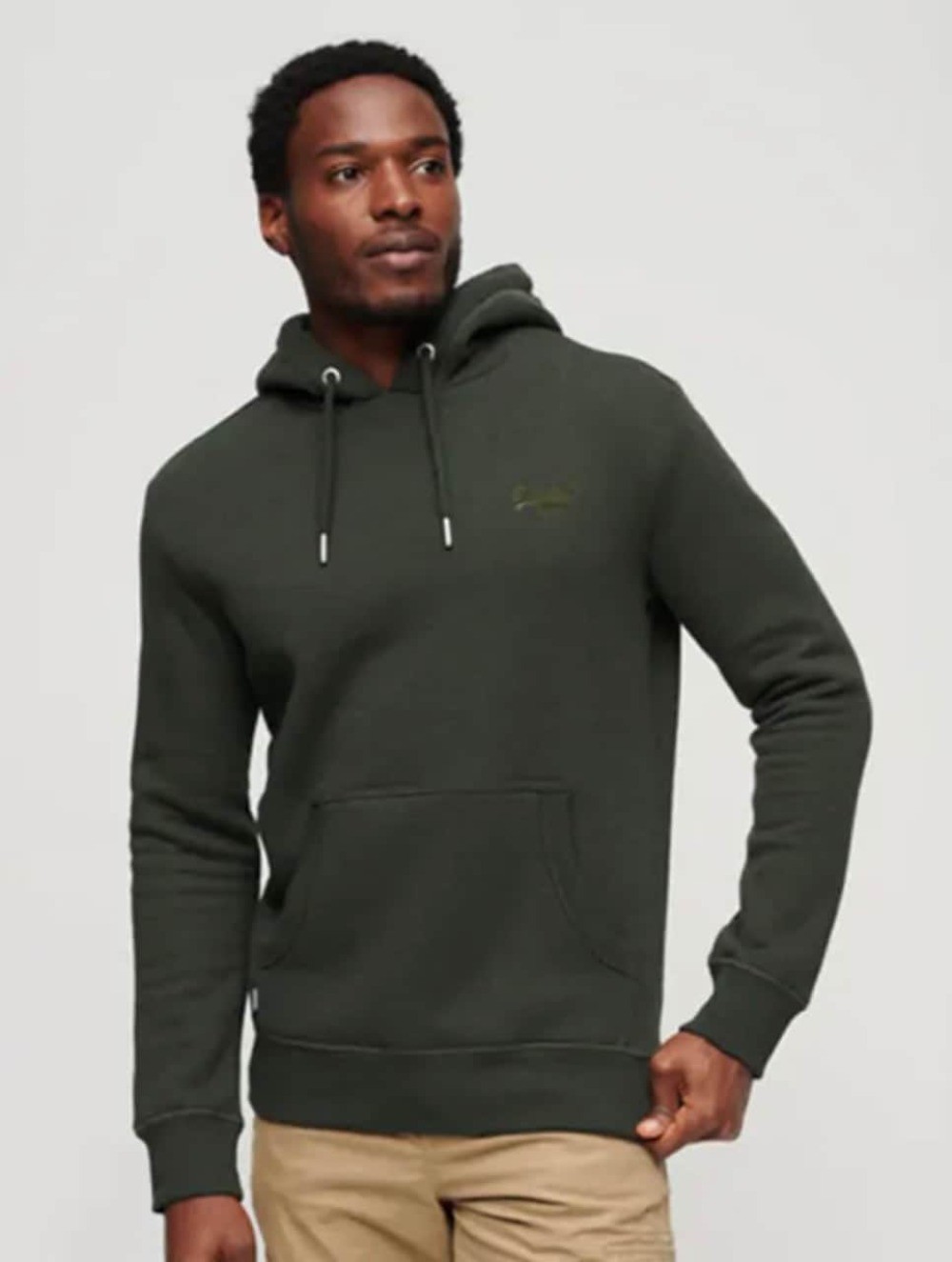 Superdry Mens Vintage Logo Essential Hoodie Olive Marl