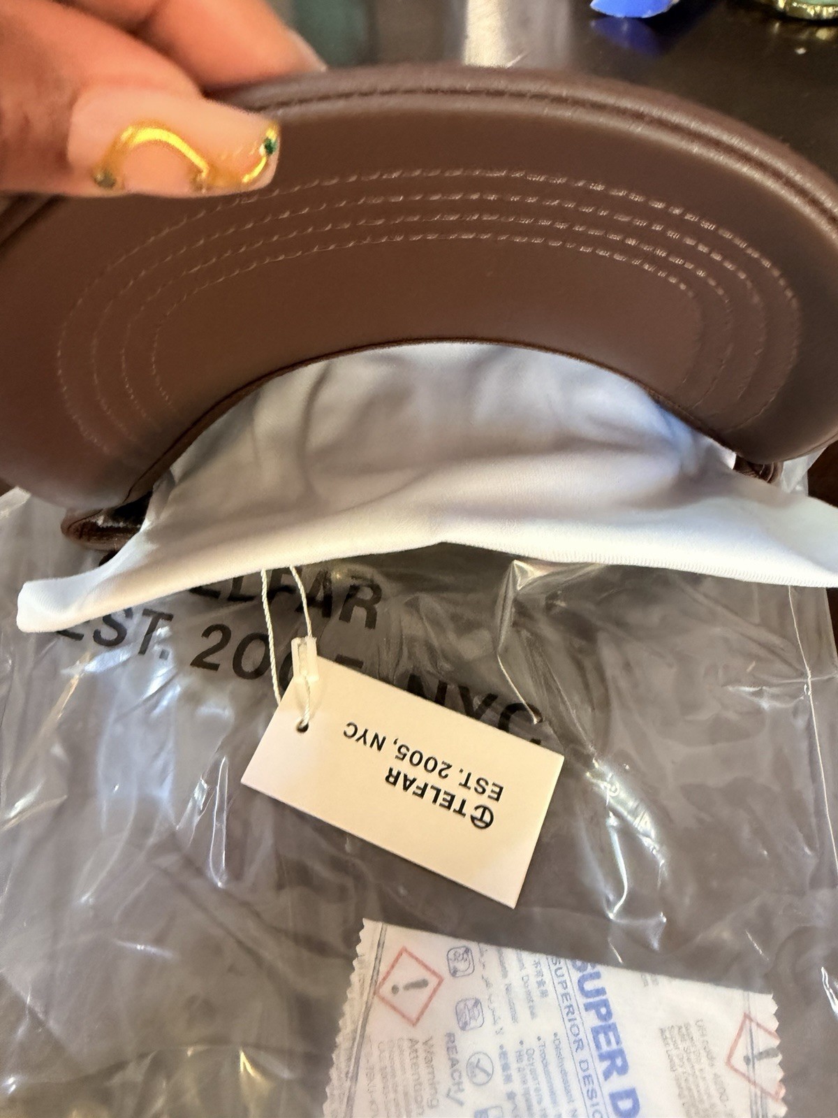 Telfar Brown Faux Leather Logo Baseball Cap Hat, One Size Women’s Casual