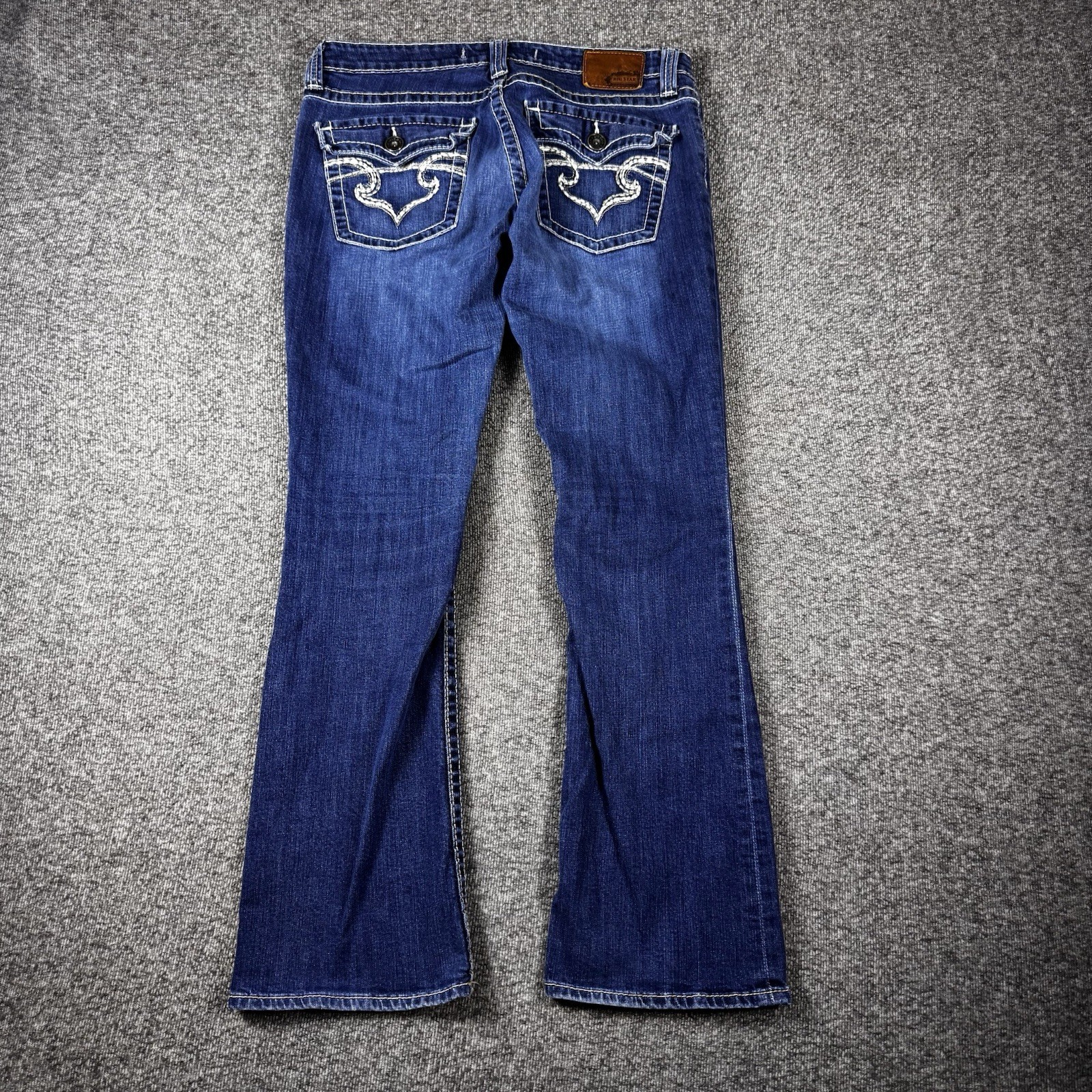 Big Star Remy Jeans Womens 31R Low Rise Bootcut Flap Pockets Thick Stitch