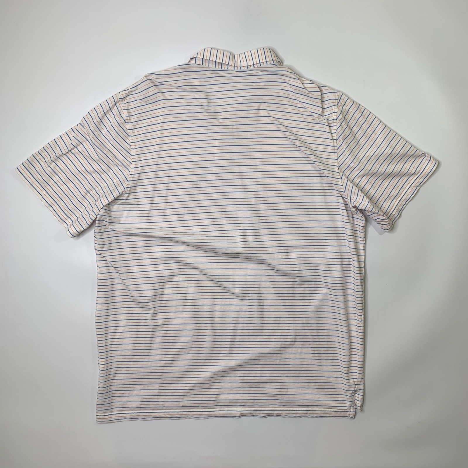 Johnnie-O Shirt Men XXL Multi Striped 3-Button Placket Cotton Droptail Prep Polo