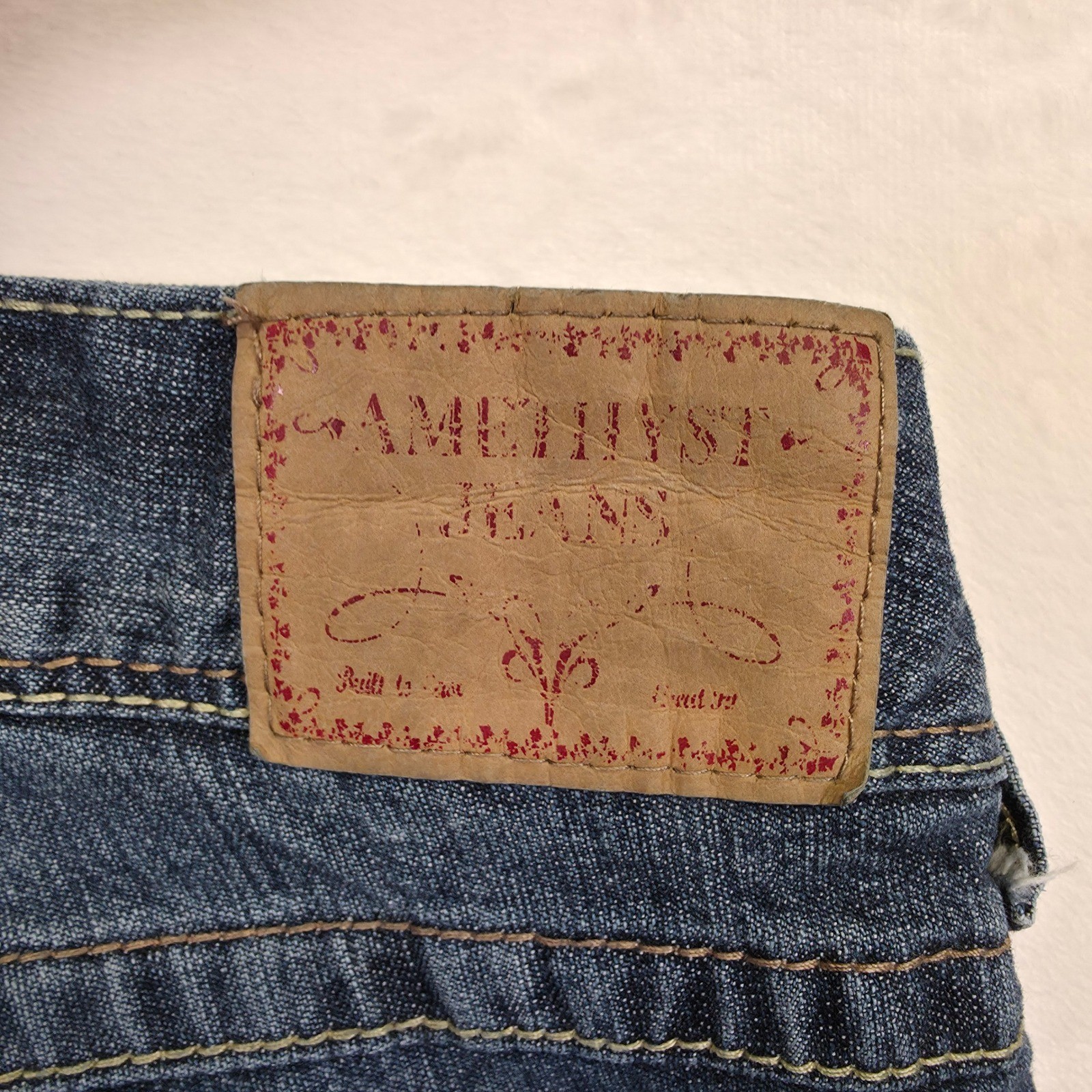 Amethyst Jeans Womens 16 Distressed Y2K Low Rise Flared Denim Bootcut