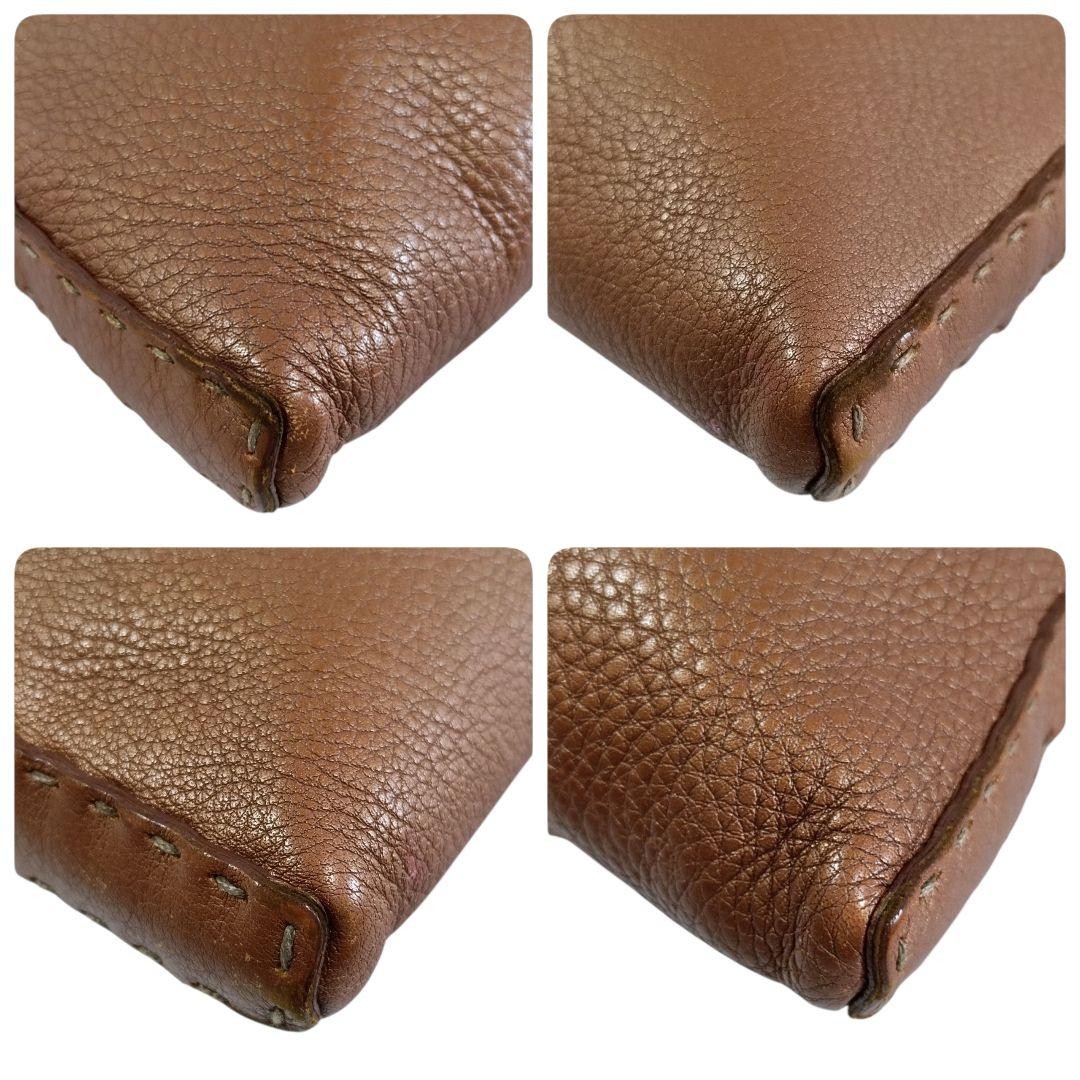 FENDI Shoulder Bag Selleria Camel Leather Size: W9.4 x H7.9 in. Vintage
