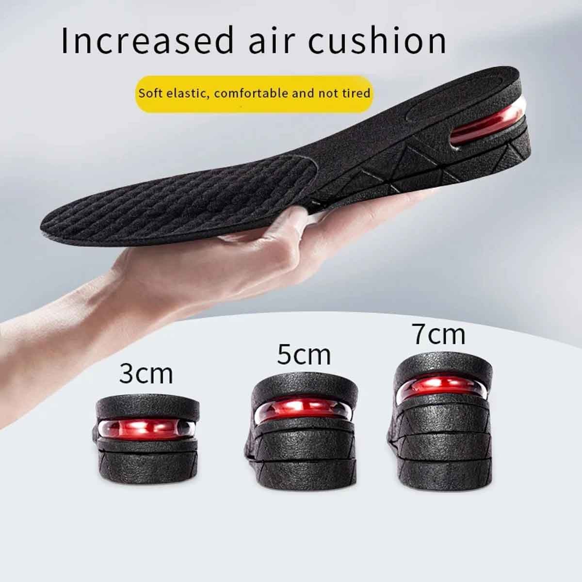 7cm Height Boost Insoles Shock Absorbing for Sneakers Boots Free Cutting Unisex
