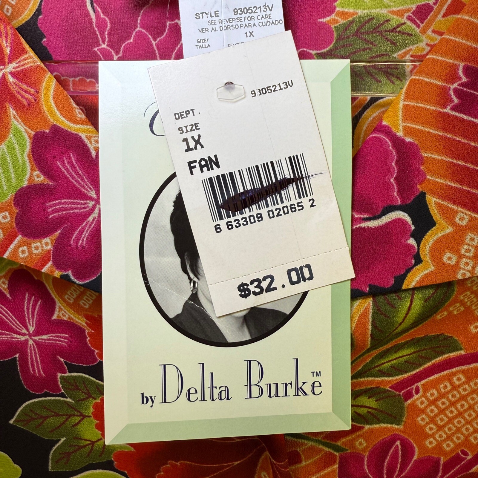 Options by Delta Burke Floral Button Down Blouse Size 1X Tropical Resortwear NEW
