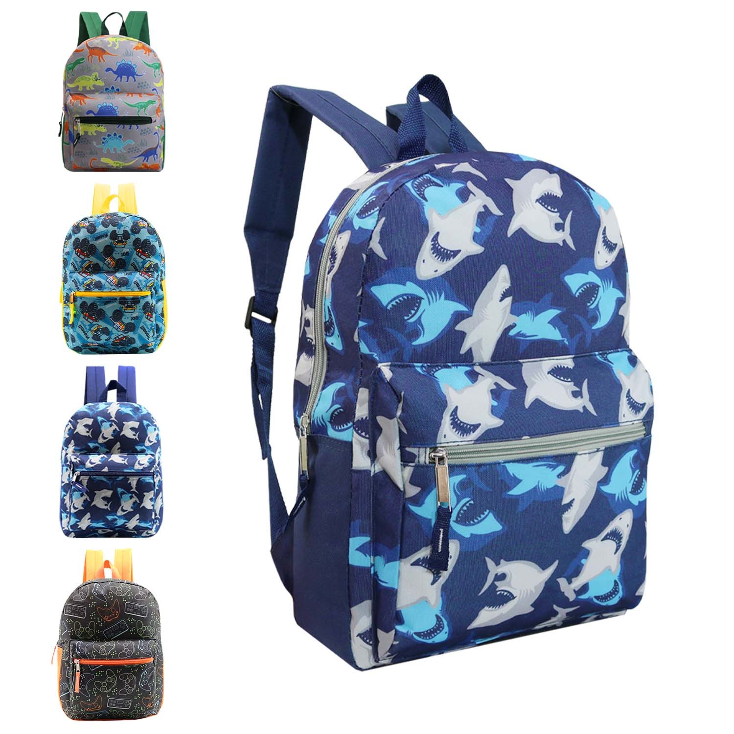 24-Pack 15″ Bulk Backpacks (Bookbags) for Students in 4 Assorted Colors