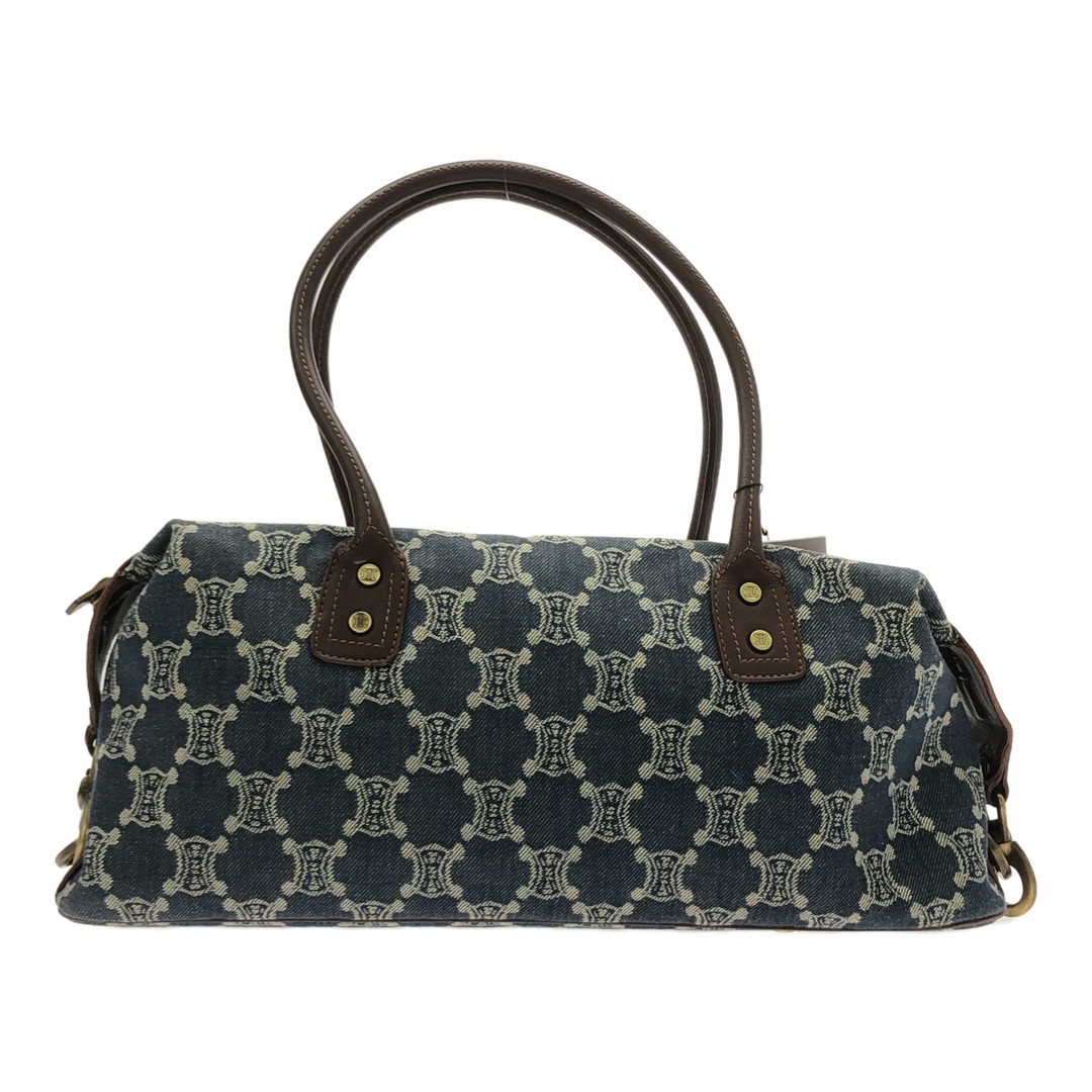 Celine Handbag Paris Macadam Denim Total Pattern Canvas Leather Blue Used NE51-0