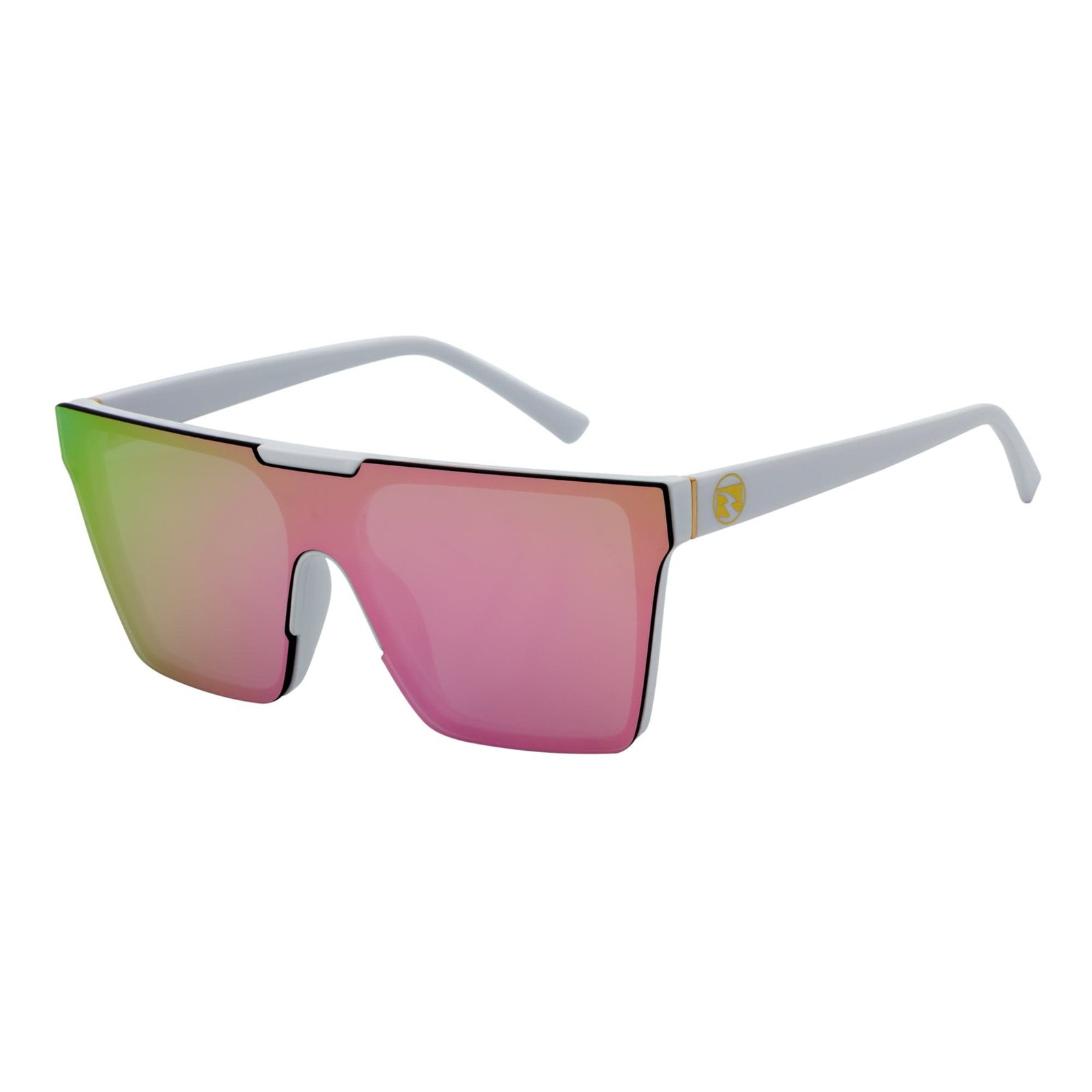 ELECTRIC – Large Rimless Rectangle Shield Sunglasses White Pink Mirror