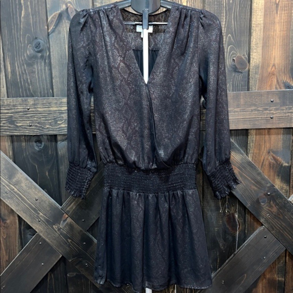 Veronica M Drop Waist Shimmer Dress XS Black Snake Fairy Grunge Whimsigoth Boho