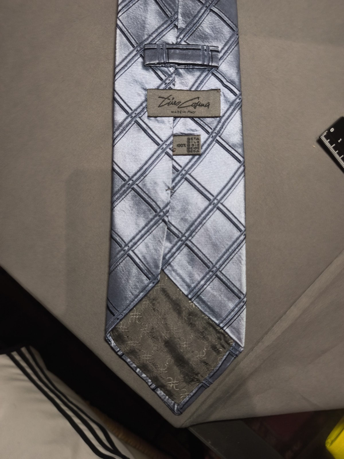 Tino Cosma – Solid Color Grey Scottish Tartan Silk Tie Made in Italy
