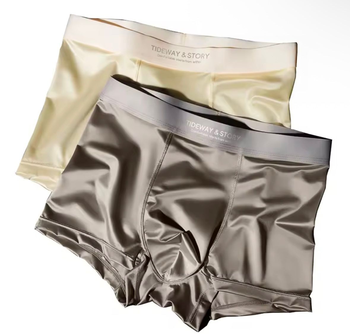 4PCS Men’s Ice Silk Underwear Breathable Boxer Shorts Seamless Satin Soft Briefs