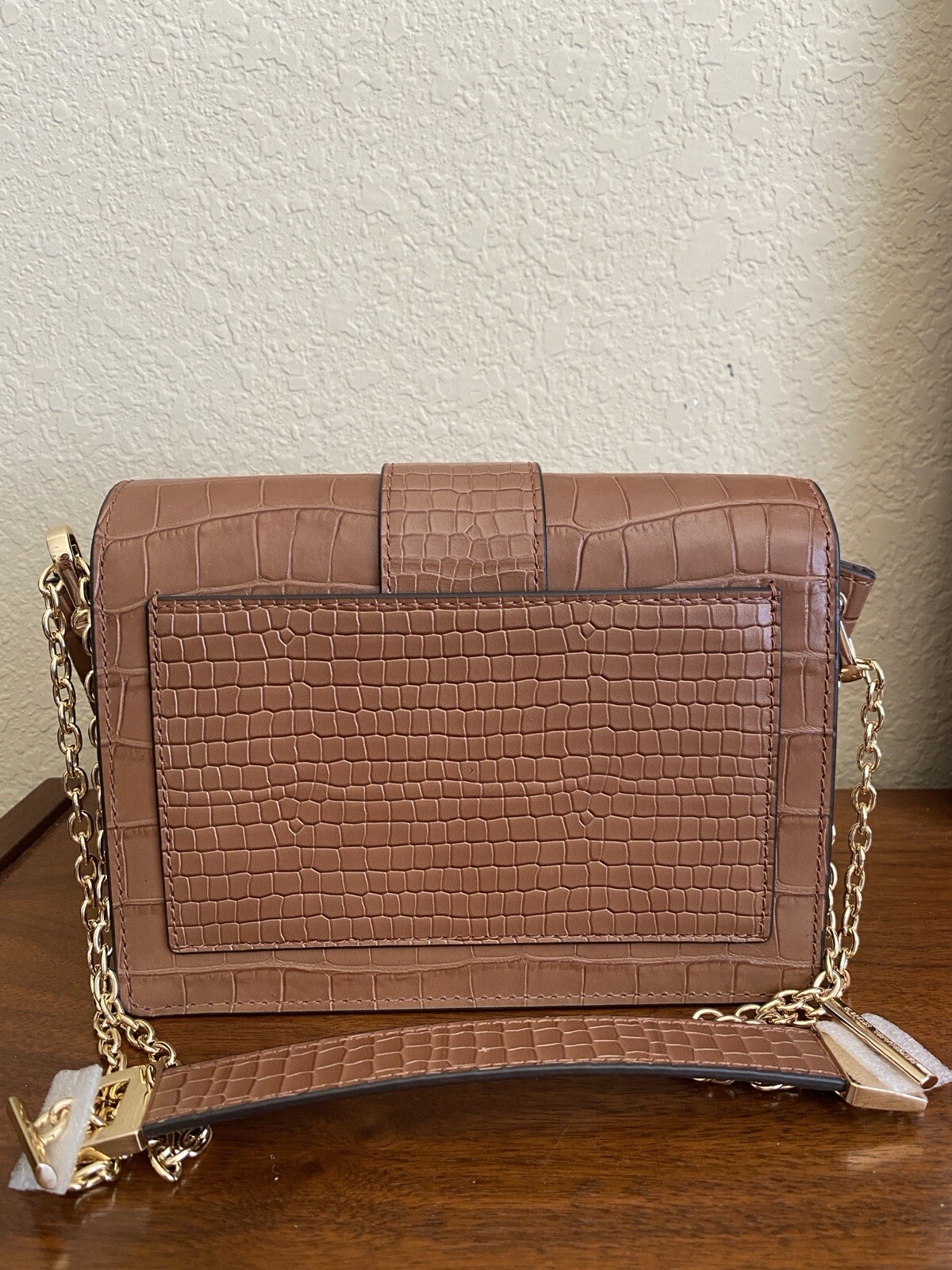 MICHAEL Michael Kors Hayden Pocket Messenger Embossed Leather Handbag Chestnut