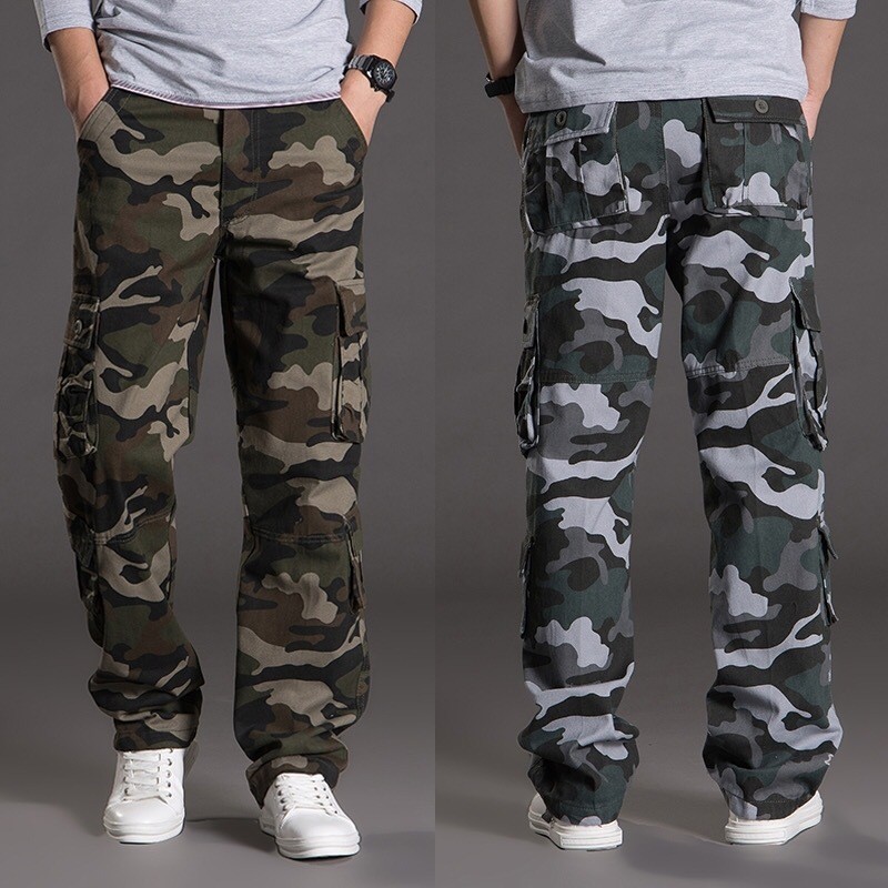 8 Pockets US Men’s Cargo Pants Cotton Work Trousers Tactical Combat Outdoor Pant