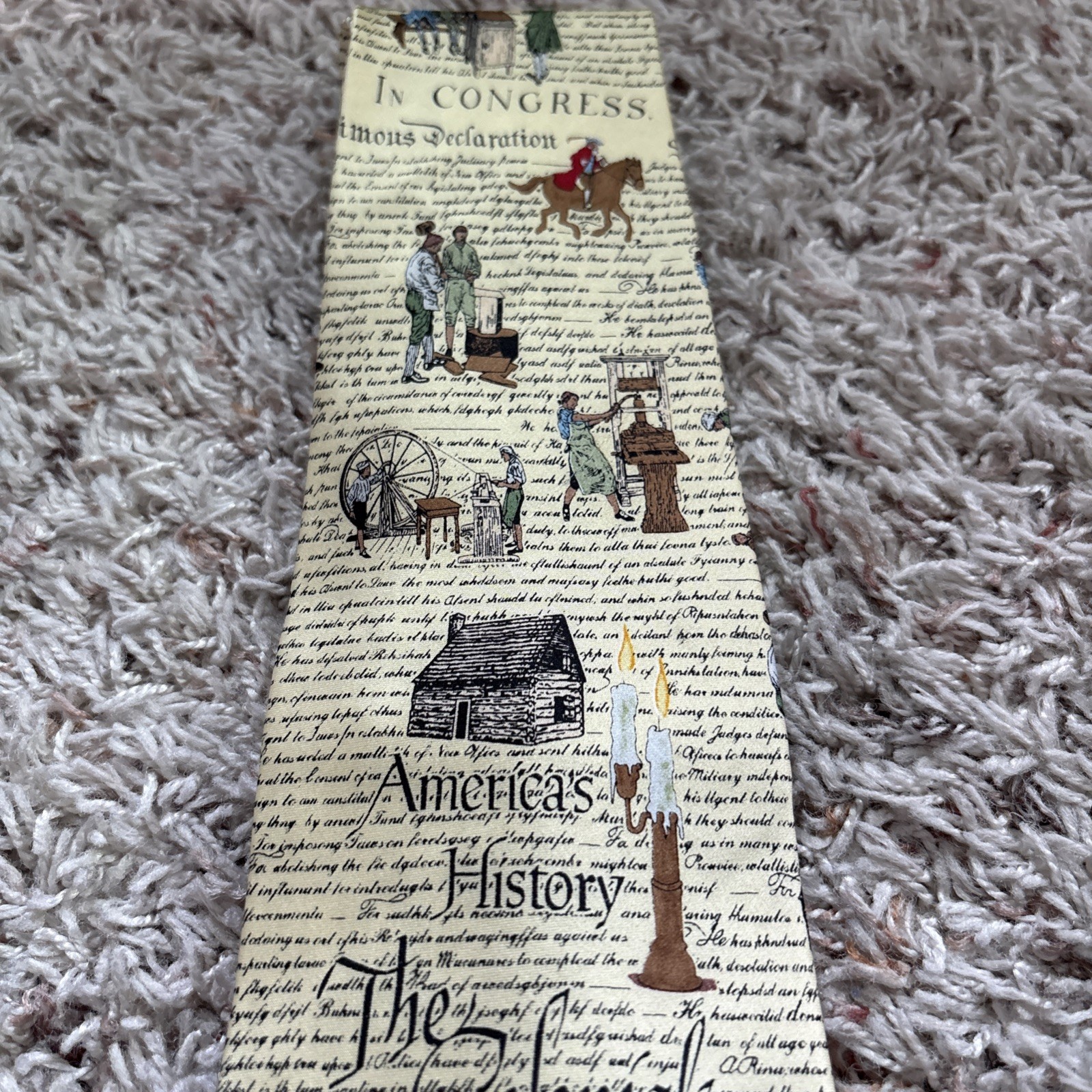Mens NeckTie Silk Museum Artifacts America Colonials Teacher Political History