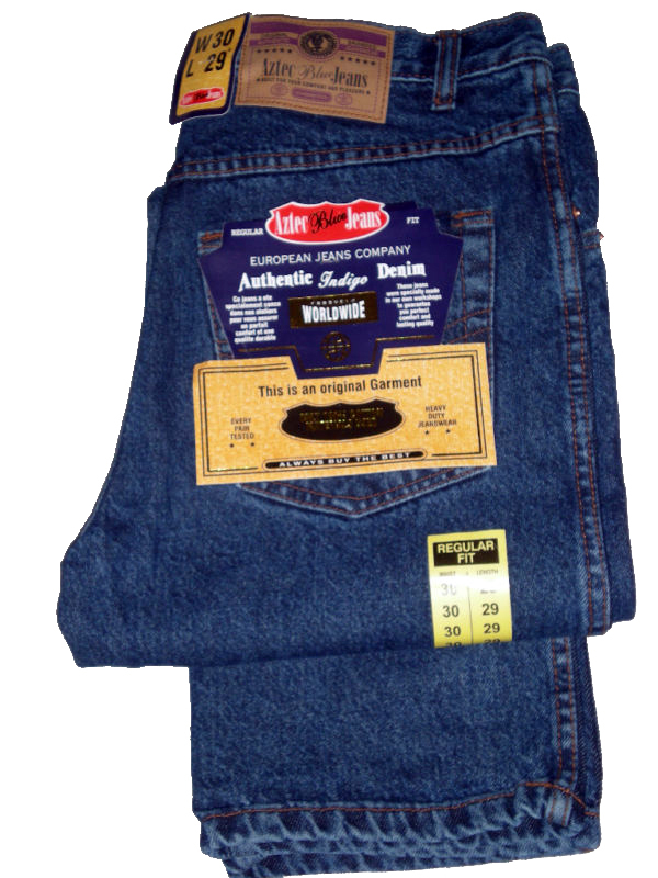AZTEC MENS STONEWASH REGULAR FIT DENIM JEANS TROUSERS 28 up to 50 leg length