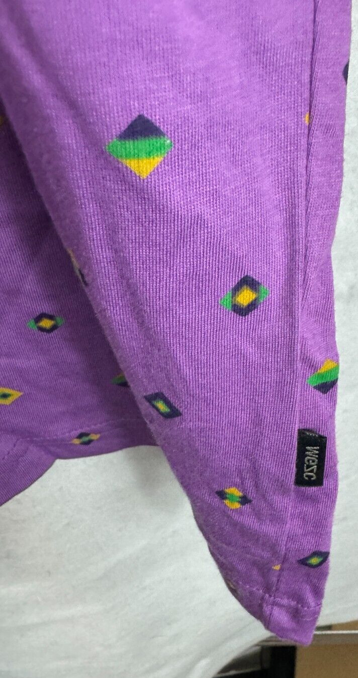 WESC Mens Large Shirt Dartenjang Purple Diamon pattern T-shirt Short sleeve Crew