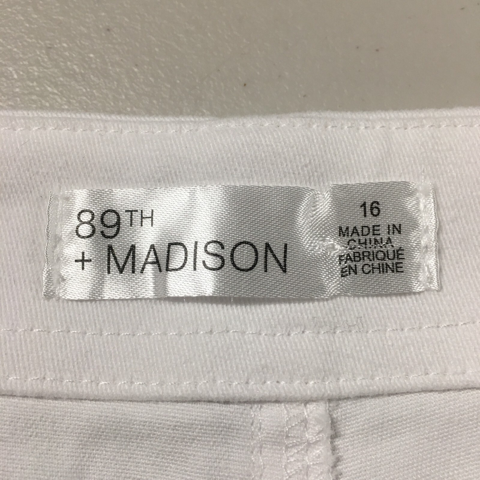 89th+Madison Straight Leg Pants Womens 16 White Zip Fly Button Front Casual NEW