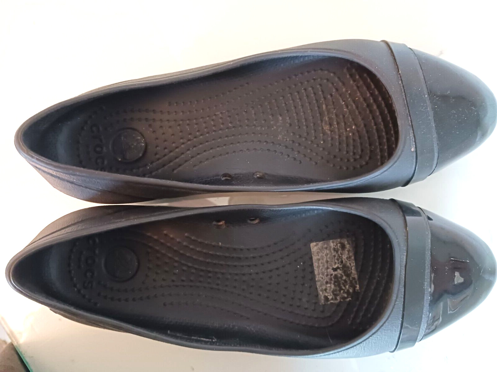 Crocs Cap Toe Womens Size 8 Shoes Black Slip On Comfort Lightweight Ballet Flat