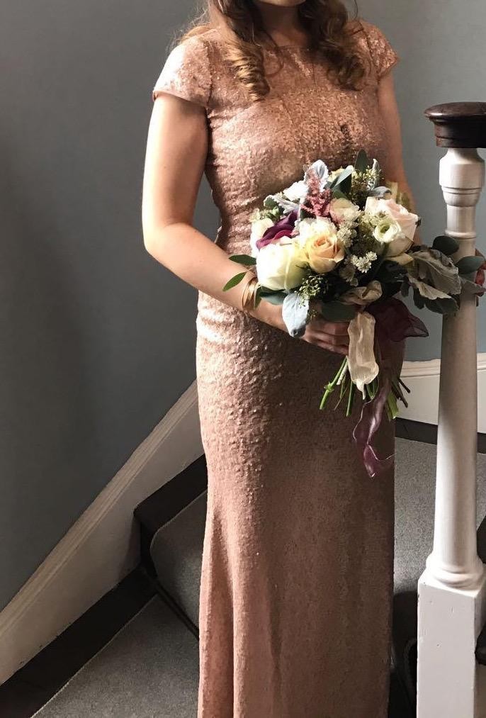 D.Anna rose gold sequinned long dress prom/bridesmaid/evening. Size 12 worn once