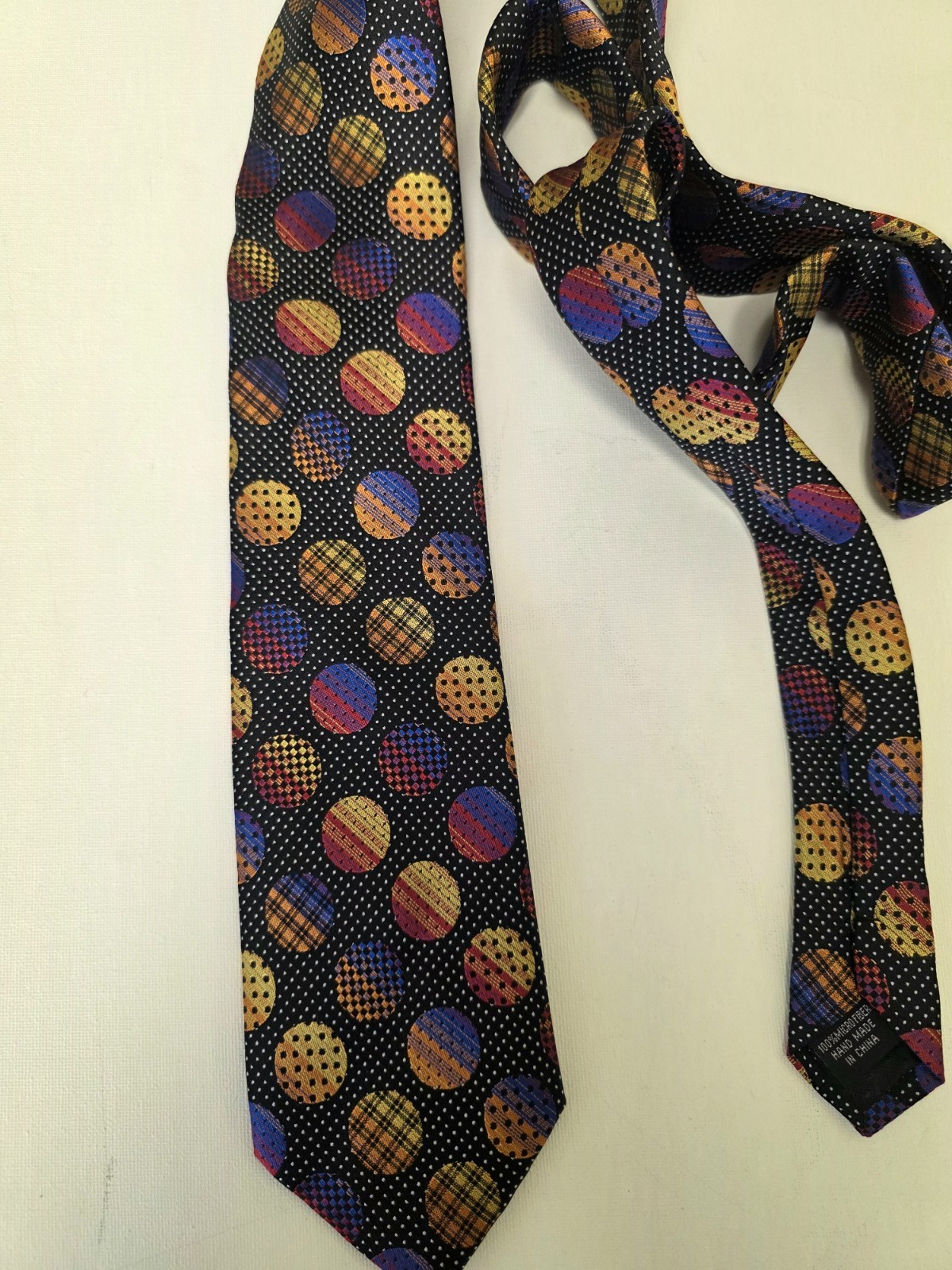Stacy Adams Men’s Woven Silk Tie Black Multicolor Polka Dot One Size Pop Art