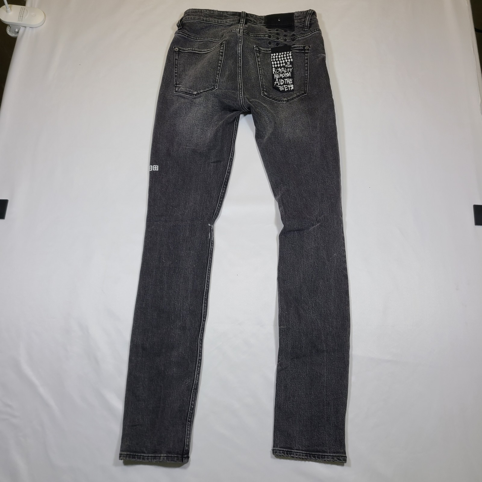 E1 Ksubi Jeans Van Winkle Mash Up 001 Black Skinny Distressed Grunge Men 30×32