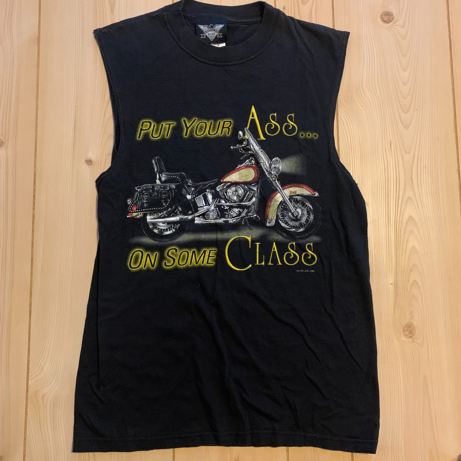 Vintage American Biker Put Your Ass On Some Class Motorcycle Sleeveless Shirt M
