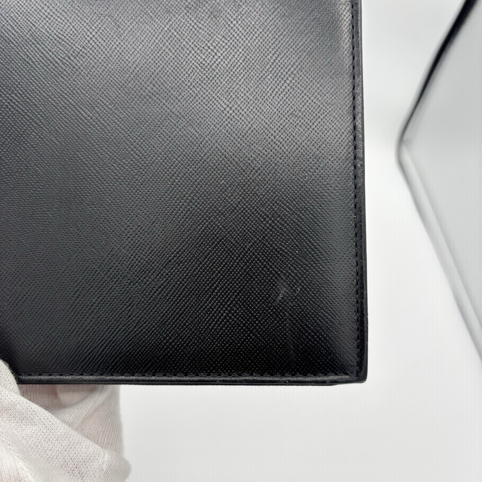 Yves Saint Laurent Clutch Bag Leather Black YSL Authentic 0049