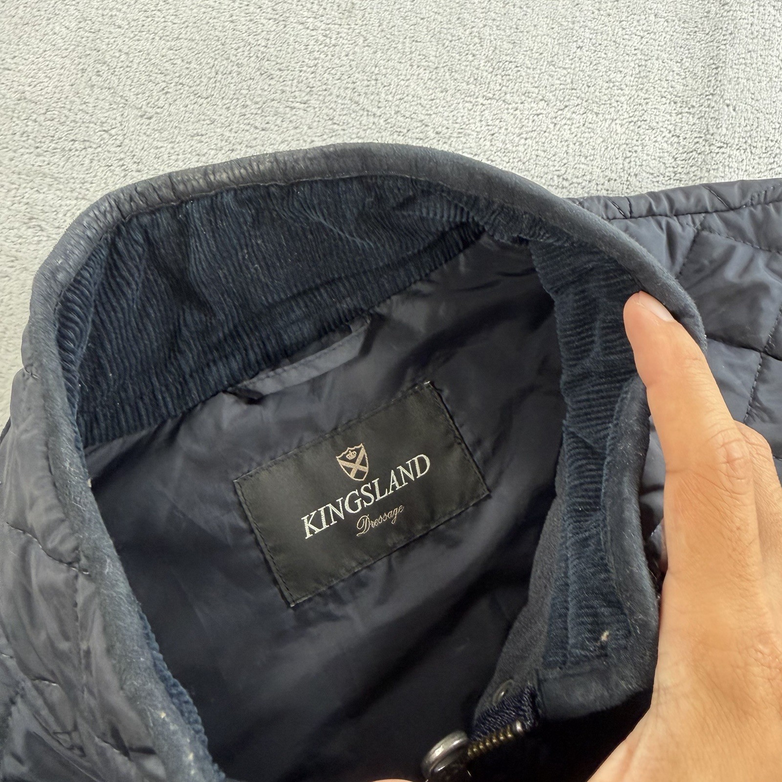 Kingsland Equestrian Black Blue Quilted Equestrian Jacket Womens L Button Zip