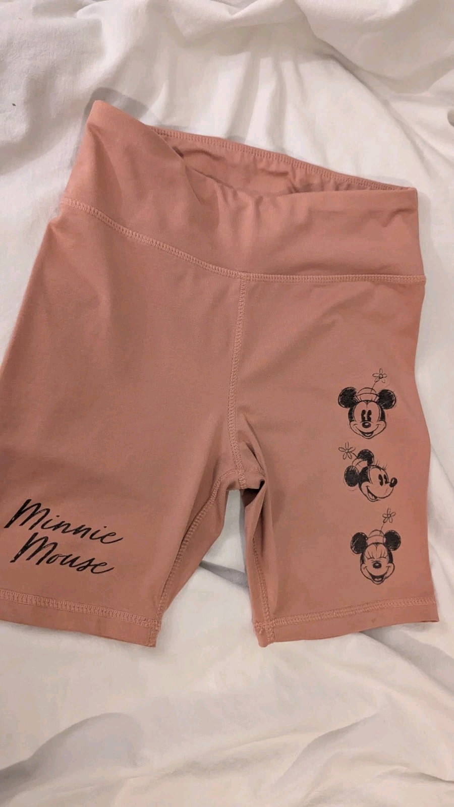 Salmon Pink Minnie And Mickey Mouse Shorts Ladies Size XXS UK 4/6