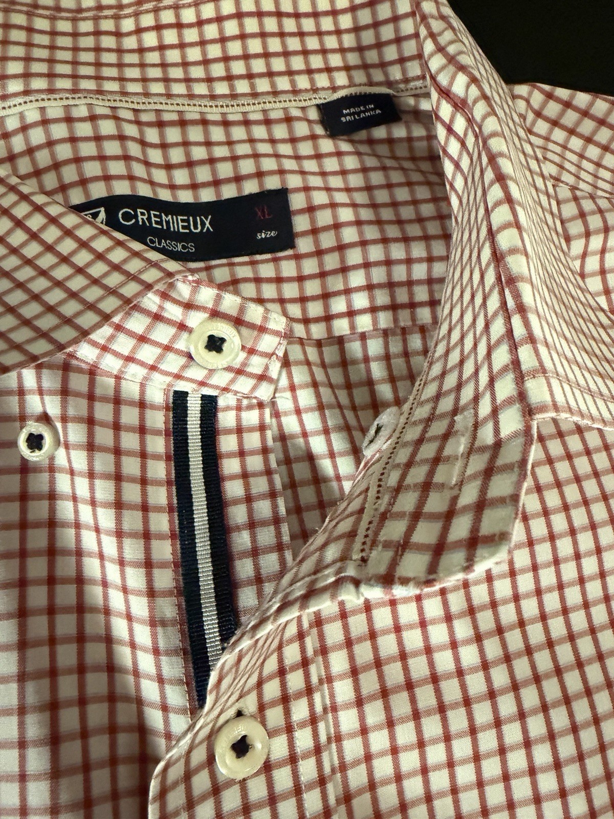 Cremieux Classics Red & White Patterned Men’s Long Sleeve Dress Shirt, XL
