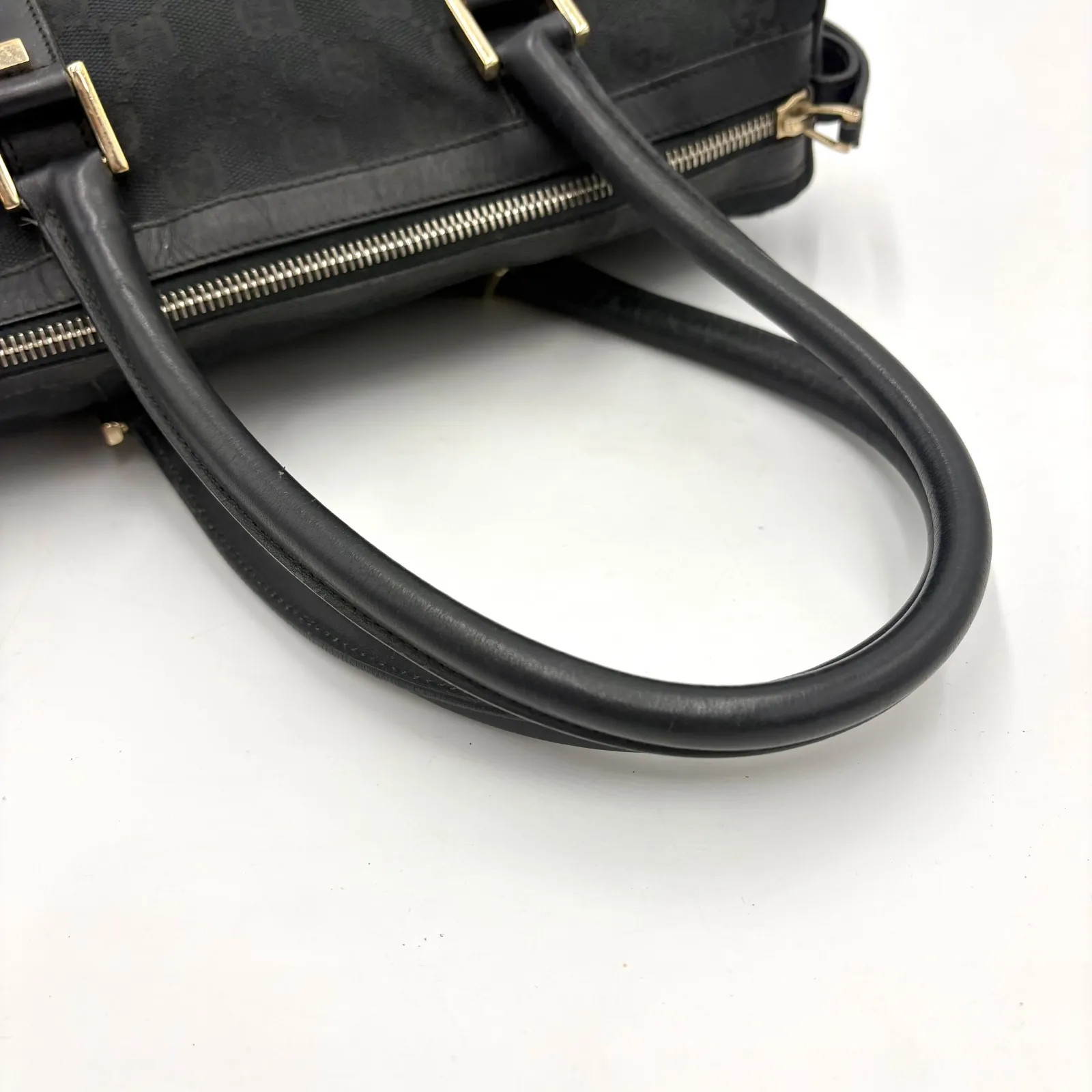 Auth Gucci GG Canvas Tote Bag Mini Boston Bag Shoulder Bag Black 001 0851 2Y3476