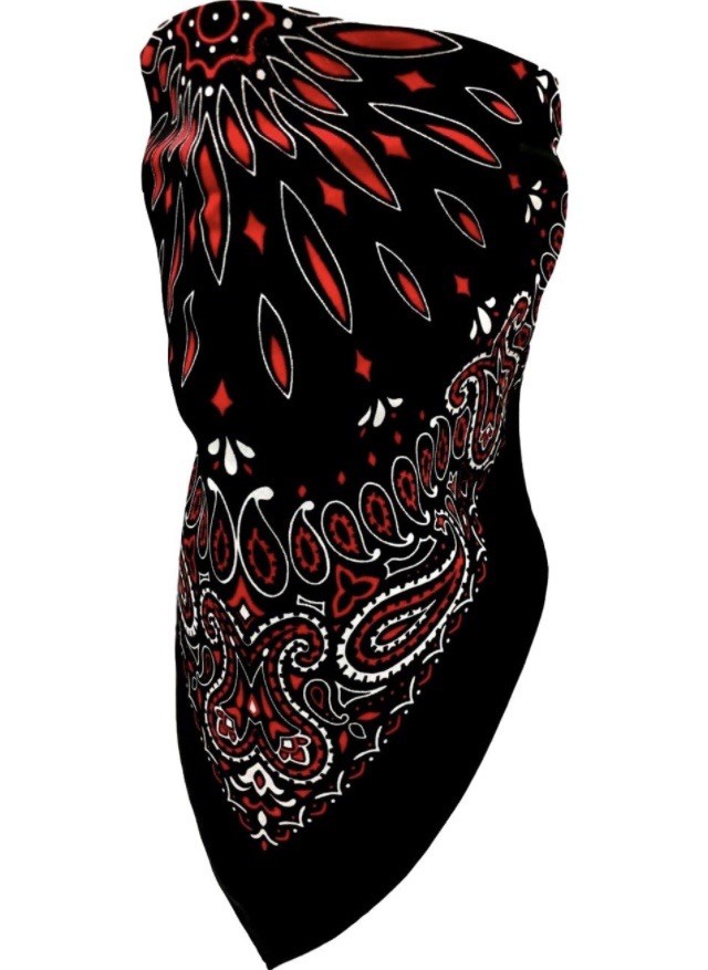 🔥VELCRO®Brand ADJUSTABLE BLACK-RED-WHITE WESTERN PAISLEY BIKER NECK BANDANA🔥