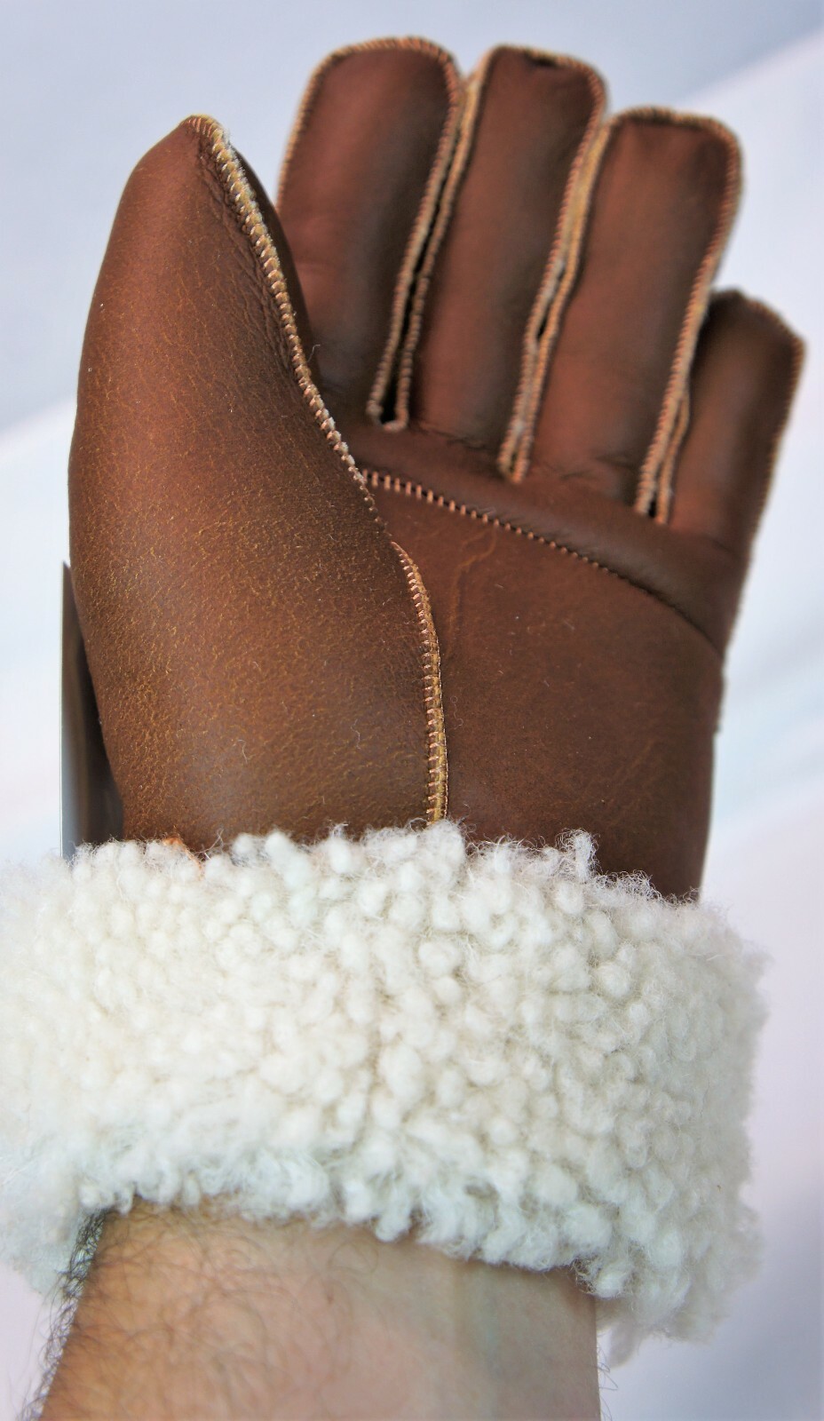 4 COLORS REAL GENUINE SHEEPSKIN SHEARLING LEATHER GLOVES UNISEX Fur Winter S-2XL