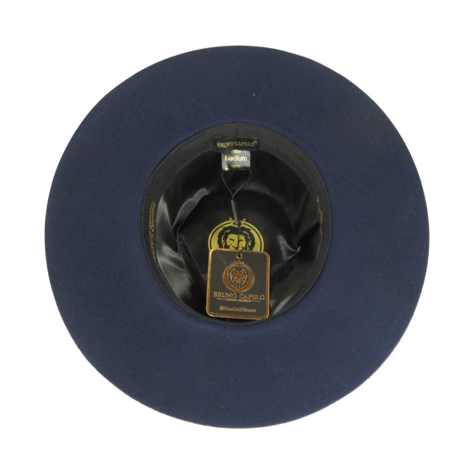 Mens Hat By BRUNO CAPELO Australian Wool Wide Brim Fedora Duke DU722 Navy
