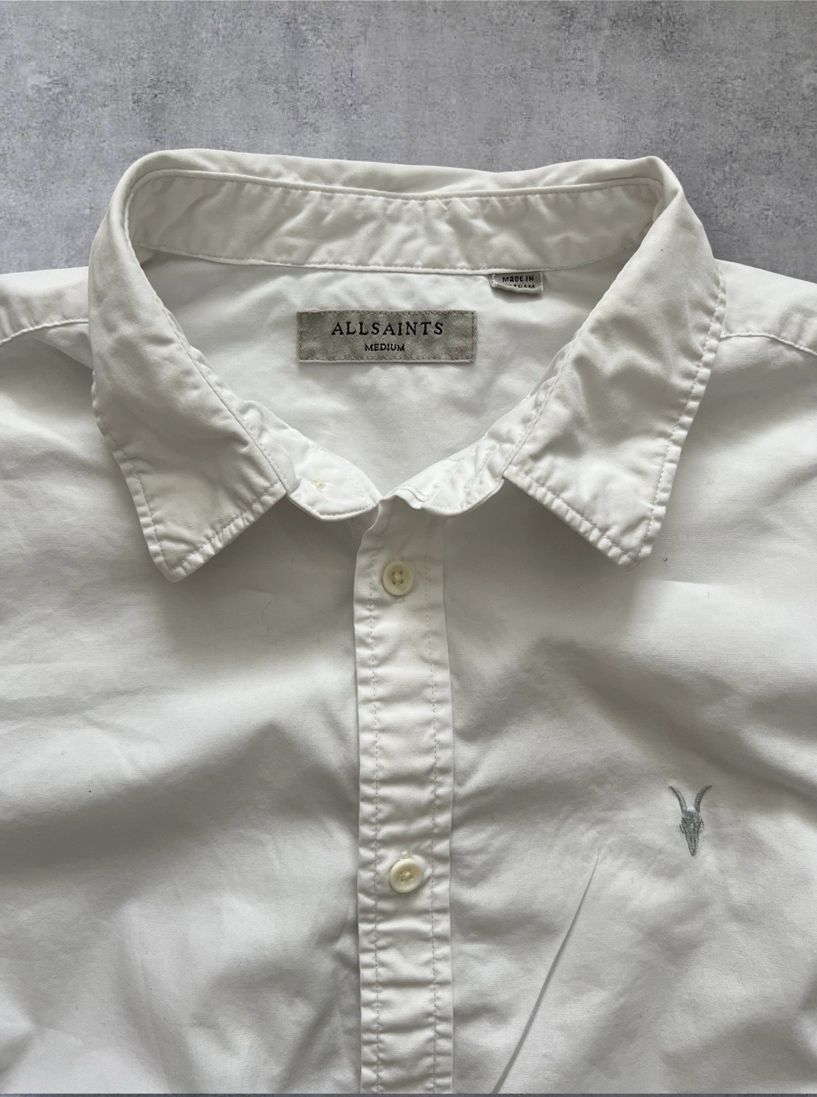 AllSaints Riviera LS Shirt White Cotton Button Up Men’s Size M Casual