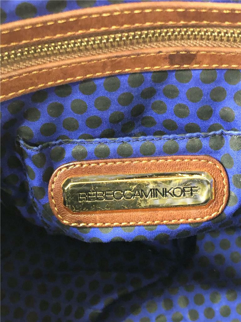 REBECCA MINKOFF Gold Tone Grommet-Embellished M.A.B. Bag In Brown Leather