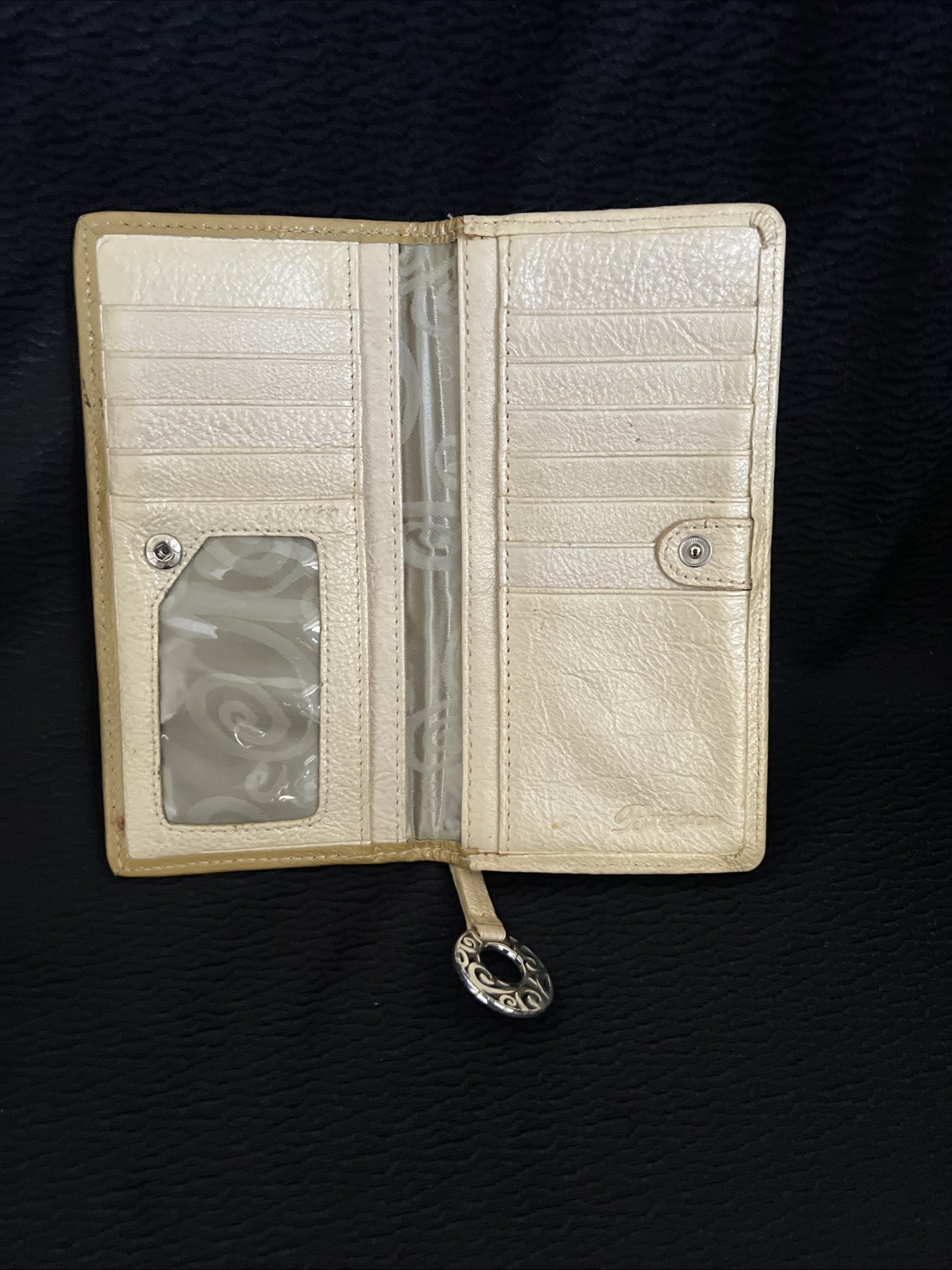 Brighton Tan Leather Wallet Silver Details Multi Pocket Organizer Western
